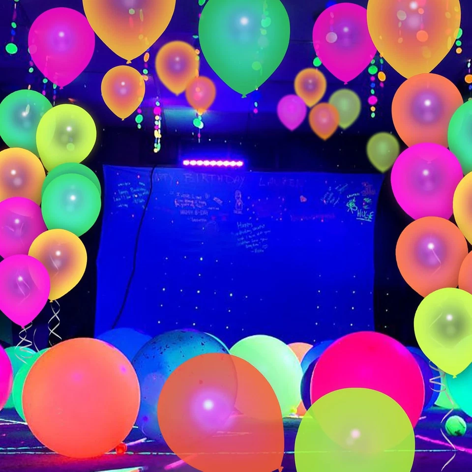 50Pz Palloncini Neon Fluo Palloncini Colorati Trasparenti Palloncini Festa Decor - Immagine 3 di 4