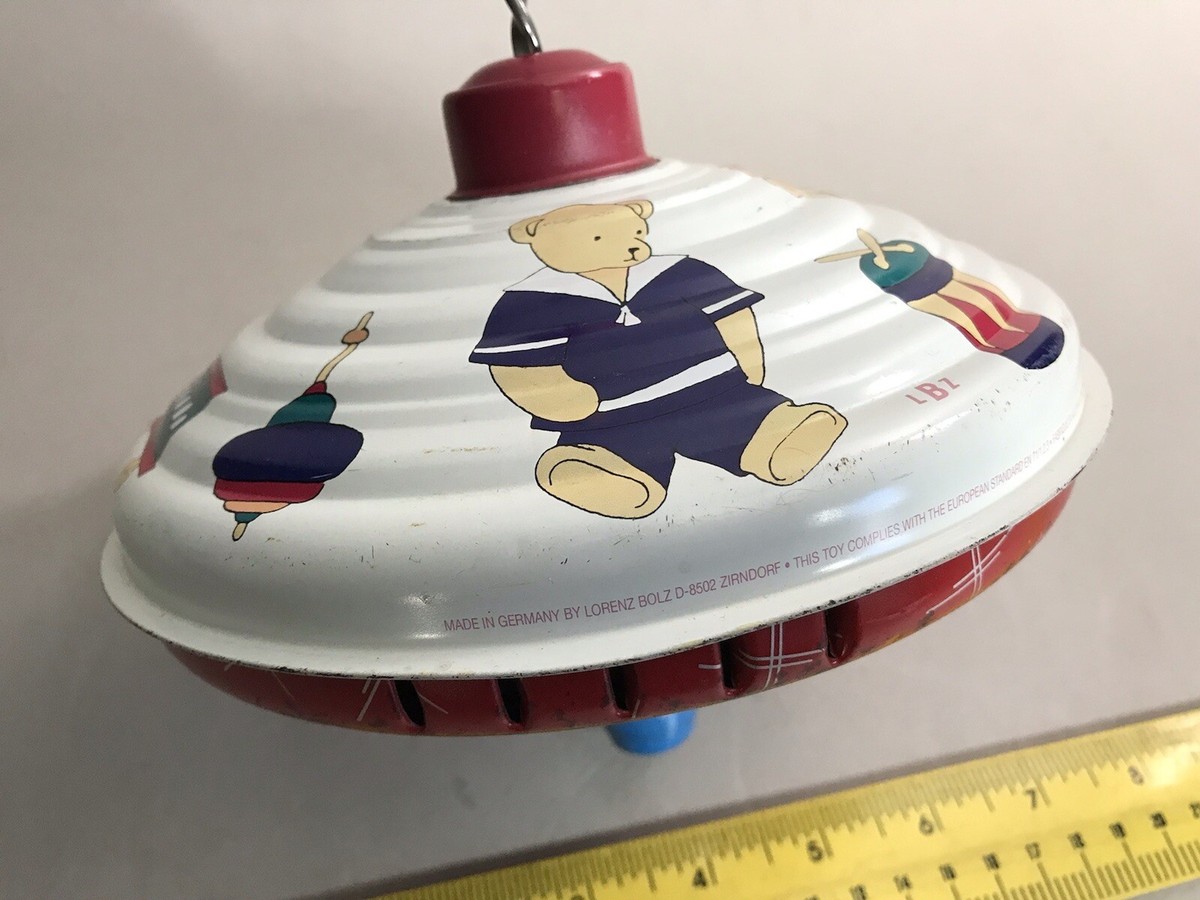 Vintage 1970s TIN TOY SPINNING TOP Germany Lorenz Bolz Bears