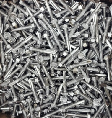 (100) 12 - 24 X 1-1/4'' Self Drilling 410 Stainless Steel Tek5 Screws #5 Point  