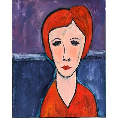 An original surrealistic portrait painting canvas figurative modern contemporary