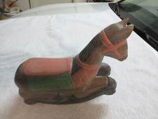 Rocking Horse Wooden 10"X3"X7" Antique Hand Carved and Painted One Piece