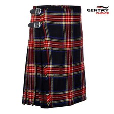 Scottish Tartan Kilt Black Stewart 8 Yards Highlander Outfit Wedding Dress Men