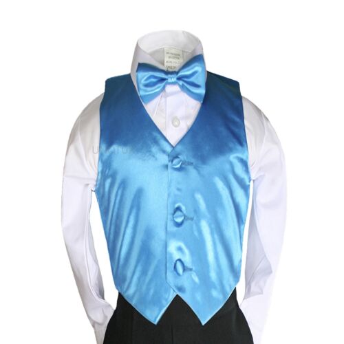 2-teiliges Set Satin Weste Fliege Baby Kleinkind Kinder Teenager formell Jungen Anzüge 23 Farben S-8 - Bild 43 von 48