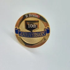 B Braun 10th Anniversary Pin Lapel Enamel Collectible Award