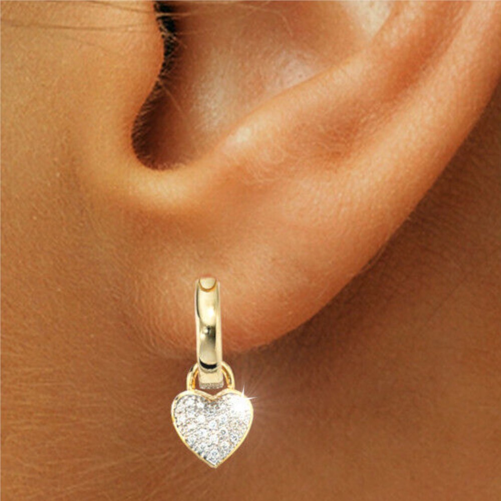 Creolen 585er echt Gold Diamanten Damen Ohrringe Herz Anhänger 0,25 ct 14  Karat