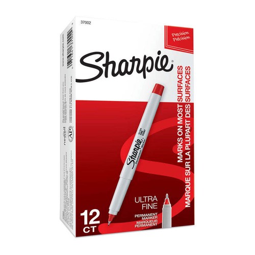 SHARPIE Ultra Fine Point Permanent Marker Red Box of 12 - Picture 3 of 4