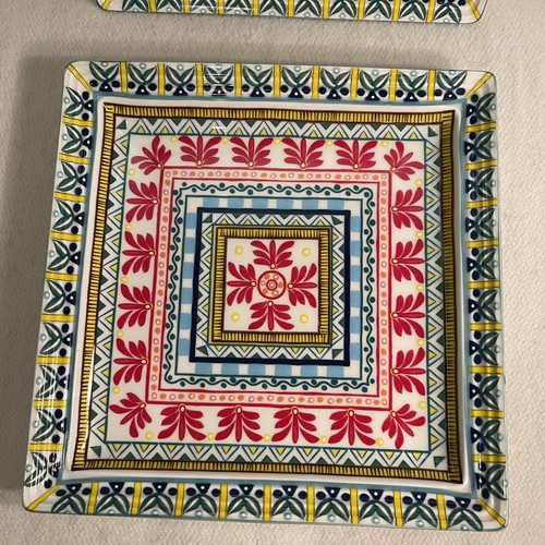 Potter’s Studio Square Colorful Plates Ceramic Red, Yellow, Blue, Green Set 2 - Picture 3 of 5