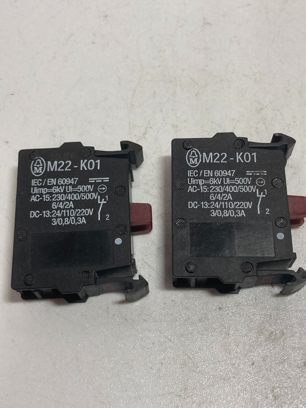 KLOCKNER MOELLER M22-K01 CONTACT BLOCK 1NC (LOT OF 2)