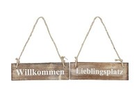 2Er Set Wandbilder SprüChe 20X6Cm Holz Lieblingsplatz Willkommen TüRschild Deko