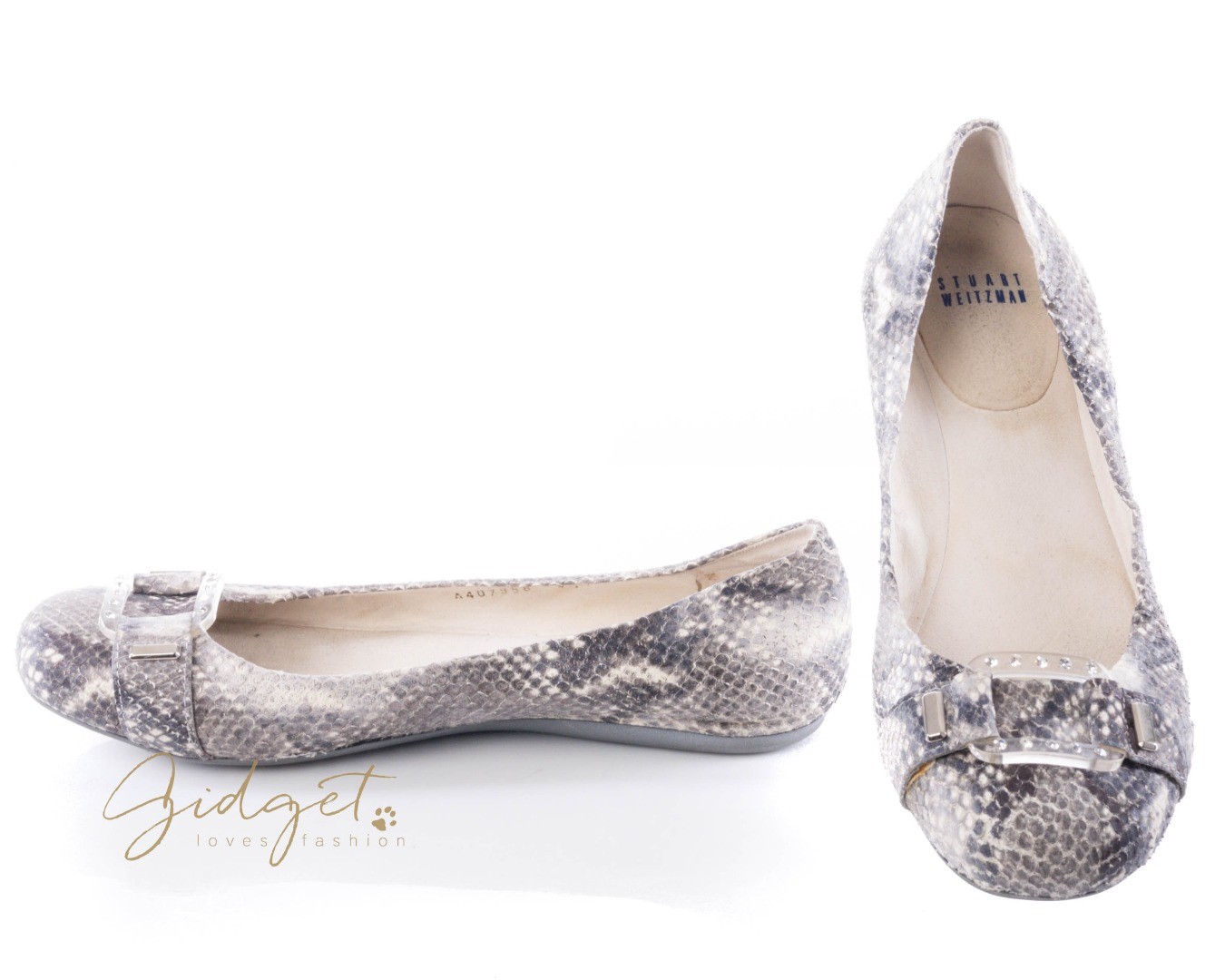 Stuart Weitzman LUCID Größe 8.5 Ballet Flats Pewter Gilt Python Stuart Weitzman LUCID Größe 8.5 Ballet Flats Pewter Gilt Python