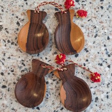 Wooden Castanets Hand Percussion Instrument, Decorative Cord, 2 Pieces