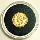 1850 Genuine $1 Dollar Gold Liberty Coin Encased, Circulated, Very Nice Cond!