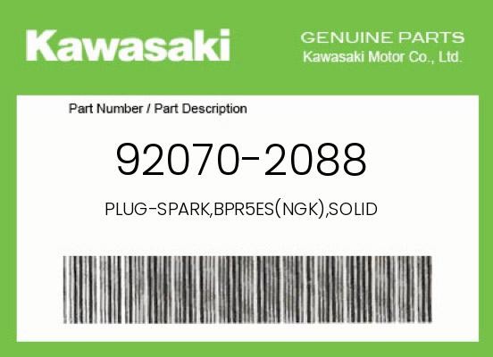 Kawasaki Genuine Plug-Spark,Bpr5EsNgk,Solid - 92070-2088