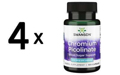 4 x Swanson Chromium Picolinate, 200mcg - 100 caps (65,59 EUR/kg)