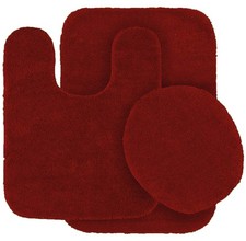 3 pc Solid Red Bathroom Rug Set Bath Mats Bath Set Super Soft Anti Slip Soft ...