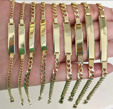 Real 10k Yellow Gold New Born Kids Mens Womens Custom Curb Cuban ID Bracelet
