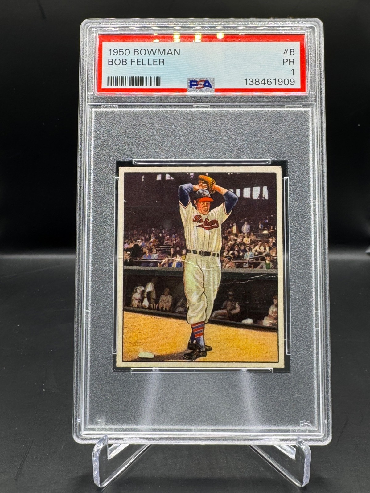 1950 BOWMAN!  BOB FELLER!  CLEVELAND INDIANS!  #6   PSA 1!  FRESH GRADE!