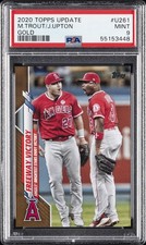 2020 TOPPS UPDATE GOLD #U261 JUSTIN UPTON/MIKE TROUT #/2020 PSA 9