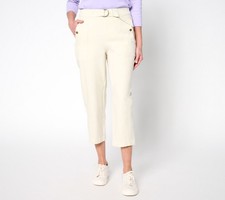 Anybody Women's Pants Sz M Regular All-Stretch Twill Tapered with White A683188