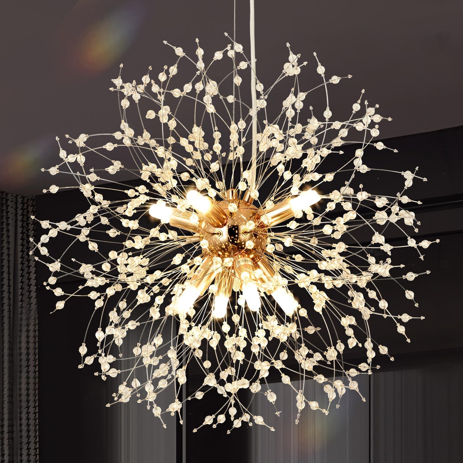 Lustre moderne feu d'artifice en cristal suspension Dandelion luxe