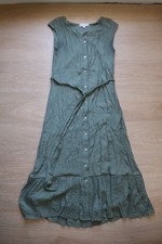 Nanette Lepore 4 Moss Green Belted Midi Dress Sleeveless Flowy Ruffle Feminine