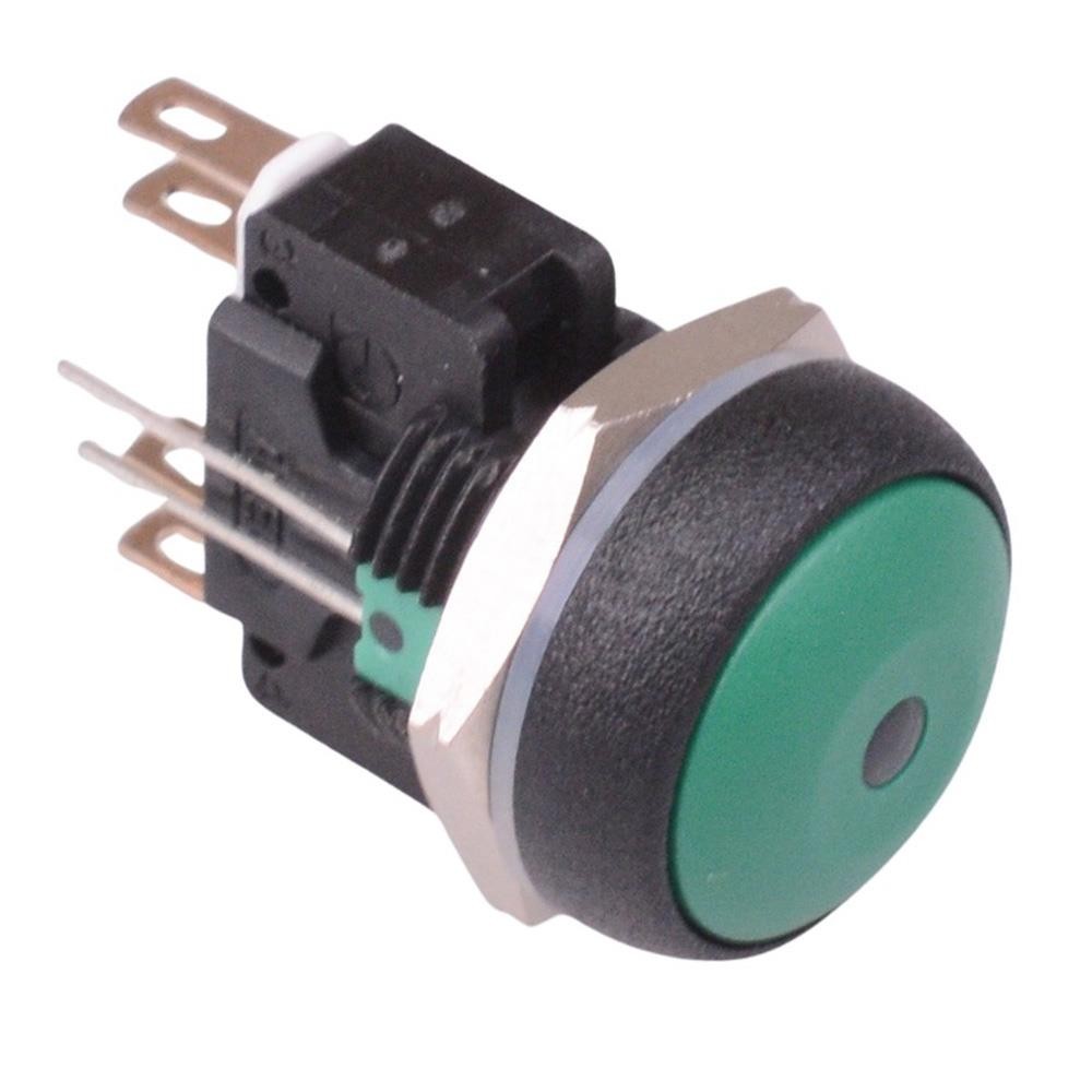IRR8Z232L0G APEM Green LED Round 16mm Momentary NO/NC Push Button Switch DPDT 5A