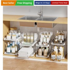 2-Tier Multi-Purpose Bathroom Under Sink Organizers and Storage, Stackable Ki...