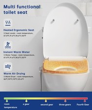 Brand New Elongated Electric Bidet Soft Close Dryer Light Up Remote Toilet Seat