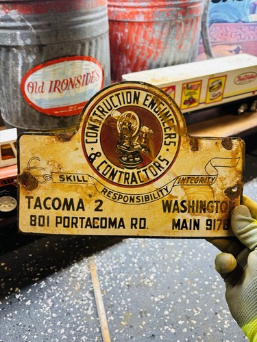 Construction Porcelain Advertising Sign