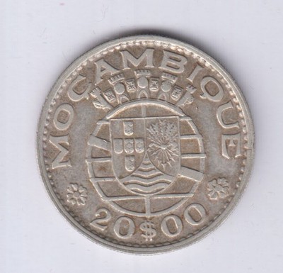 MOZAMBIQUE / MOÇAMBIQUE 20 Escudos 0.720 Silver 1960 (moz149)