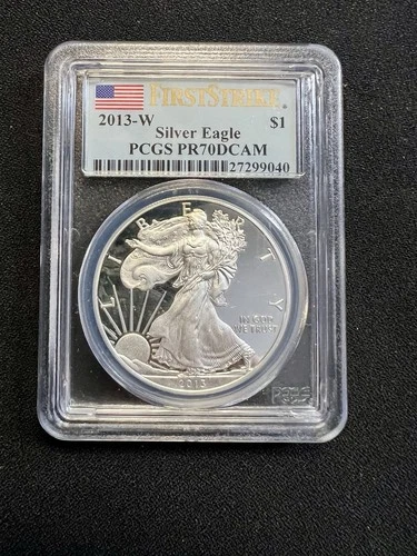 2013-W 1oz Silver American Eagle Dollar - PCGS PR 70 DCAM With Toning