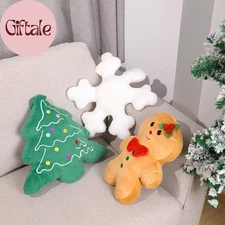 3 Pcs Christmas Throw Pillows Xmas Tree Gingerbread Man Snowflake Throw Pillow f