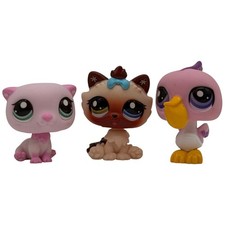 Littlest Pet Shop LPS Pink Ferret Siamese Cat Bird Lot Bundle Toys