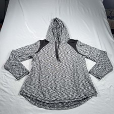 Danskin Now Womens L Black /White Space Dye Athletic Hoodie Qrtr Zip Athleisure
