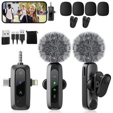 Mini Microphone,3 in 1 Wireless Lavalier Microphones for iPhone/iPad/Android/...