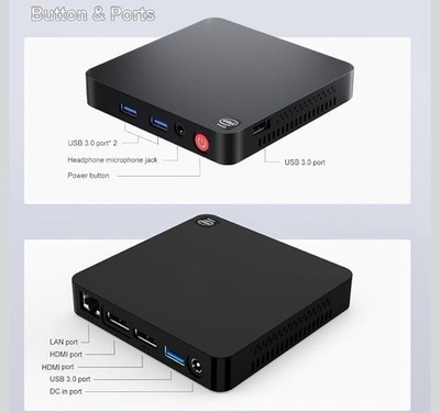 T4 PRO - Ultra Compact Mini PC mit Windows 10 Pro, Intel Celeron N3350 RAM 4 GB