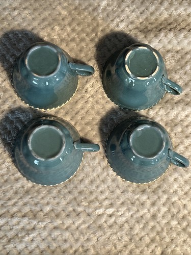 Harkerware CORINTHIAN 8-teiliges türkisfarbenes Snack-Set GADROON EDGE - QUADRATISCHES Set - Bild 5 von 7