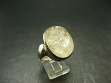 Libyan Desert Glass Tektite Silver Ring from Libya - Size 10.5 - 11.3 Grams