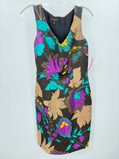 Pre-Owned Escada Black Size 36 Floral Bodycon Knee Length Sleeveless Dress