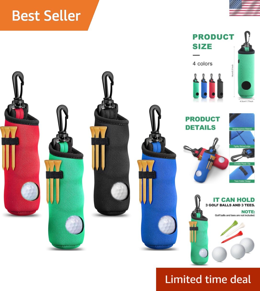 Tee Holder Golf Ball Carry Bag Pouch Ball Holder Keychain Belt ...