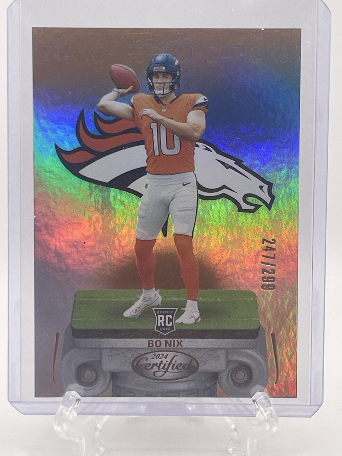 Panini 2024 Certified Franchise Foundations Bo Nix #8 RC Mirror Pink /199