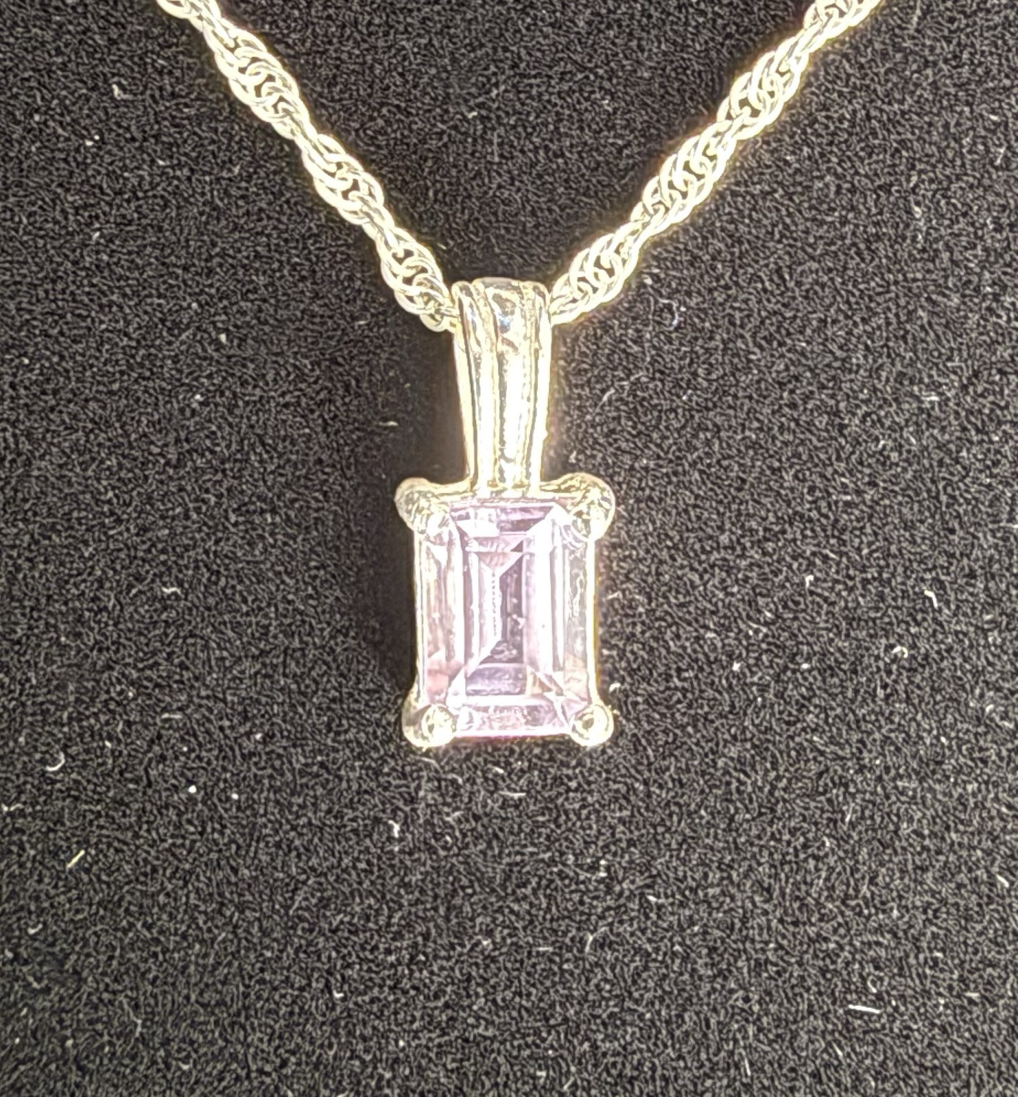 Rectangle Amethyst Sterling Silver 925  Pendant 1… - image 4