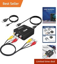 High-Quality RCA to HDMI Converter for Stunning 1080P Visuals - With Cables New