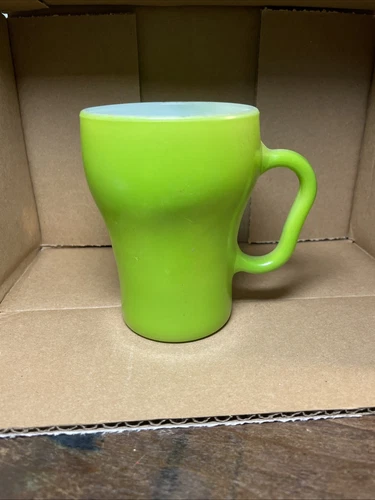 Fire King Anchor Hocking Milk Glass Soda Lime Green Coffee Mug Cup 6 oz