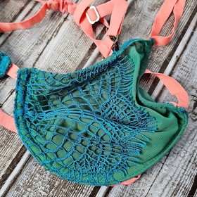 For Love & Lemons skivvies green and pink strappy mermaid bra Size medium