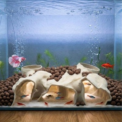 Large Aquarium Tunnel & Cave (9.5'' L), 3D Printed Substrate Viewer Fish Hideo...