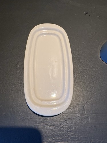 Vintage Homer Laughlin Orbit Covered Butter Dish Tropical Blue & White MCM - Picture 4 of 5