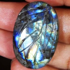 56.20 Cts Naturel Labradorite Sculpté Ovale Cabochon Gemme 23x33x7 MM NF681