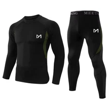 MEETYOO Men's Winter Fleece Thermal Top&Bottom Long John Underwear Set Warm