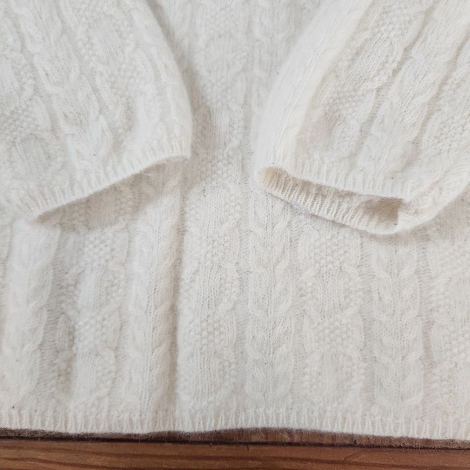 Jeanne Pierre ягненка шерсти Angora слоновой кости кабель трикотажа капот шеи свитер средний винтажный - Изображение 4 из 4